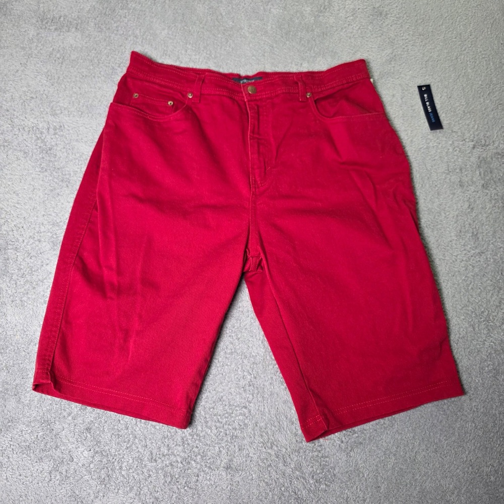 Bill Blass Womens 18 Denim Shorts Red Stretch High Rise Long Inseam 236E648P